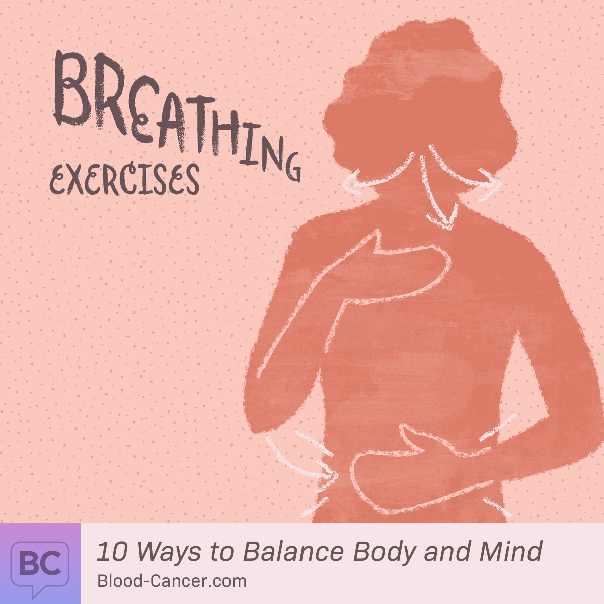 A person stands with one hand on chest and the other over belly