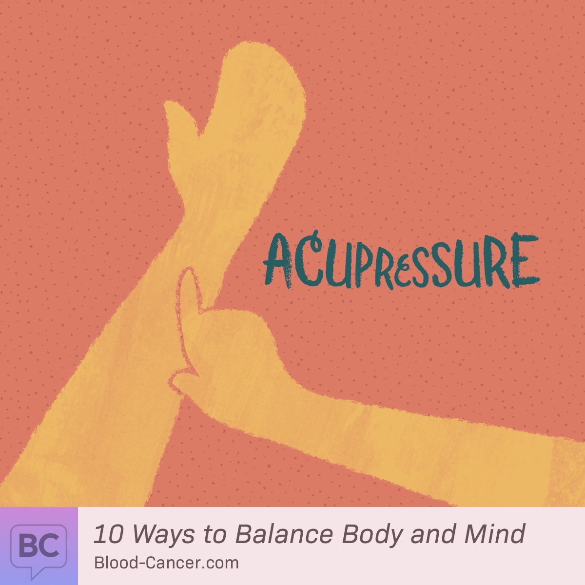 A finger presses on the wrist of an open palm