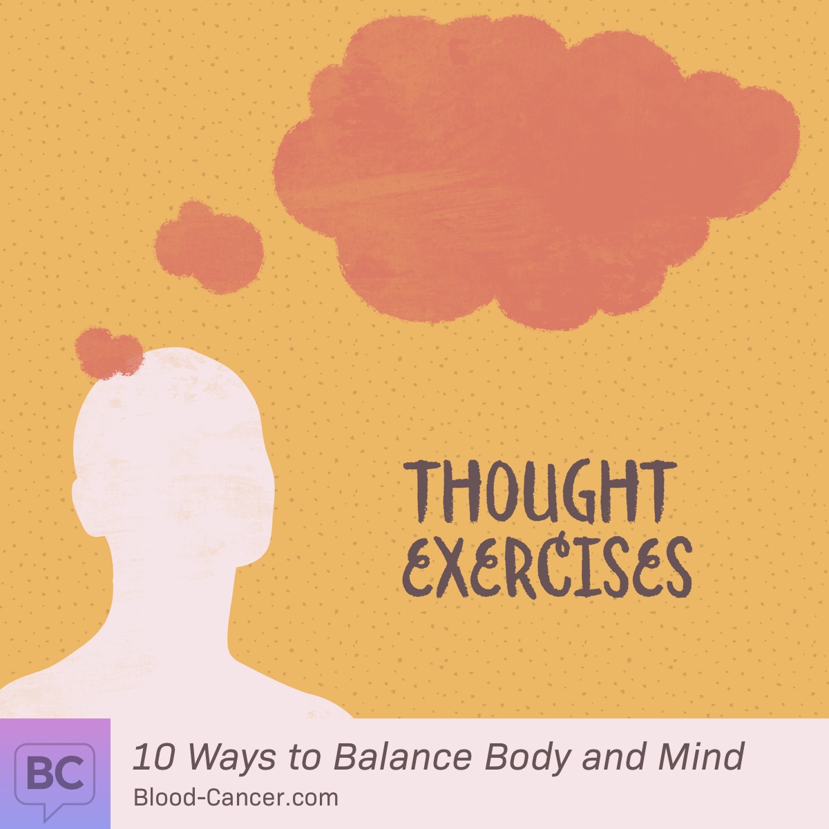 A person looks up at their thought bubble